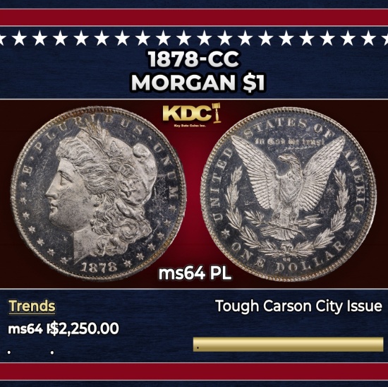 1878-cc Morgan Dollar $1 ms64 PL SEGS