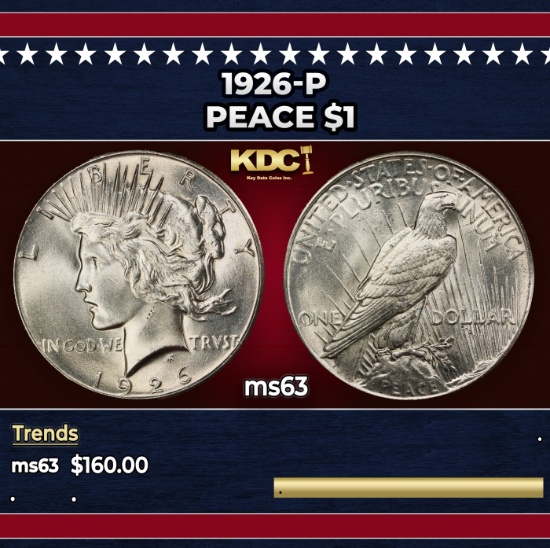 1926-p Peace Dollar $1 Grades ms63