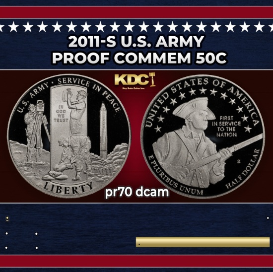 2011-s U.S. Army Proof Modern Commem Half Dollar 50c pr70 dcam SEGS