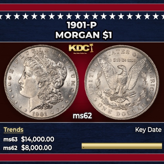 1901-p Morgan Dollar $1 ms62 USCG