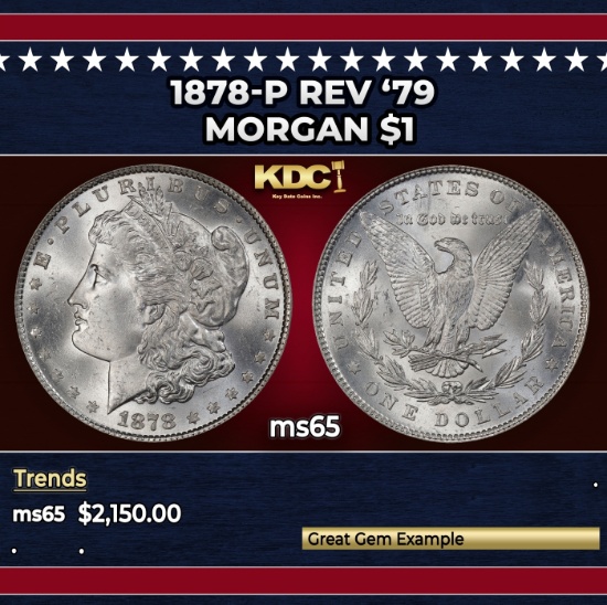 1878-p Rev '79 Morgan Dollar $1 ms65 SEGS