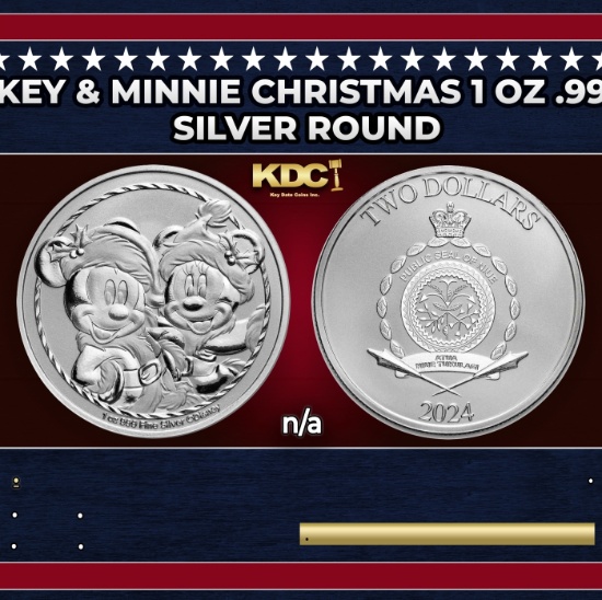 2024 Disney Mickey & Minnie Christmas 1 oz .999 Silver $2 Niue