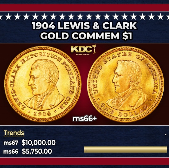 1904 Lewis & Clark Gold Commem Dollar 1 ms66+ SEGS