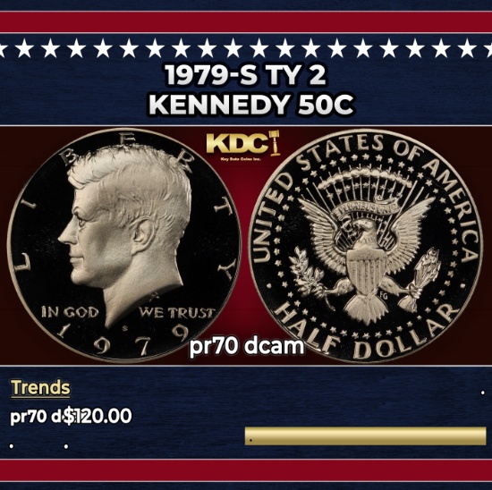 1979-s Ty 2 Proof Kennedy Half Dollar 50c pr70 dcam SEGS