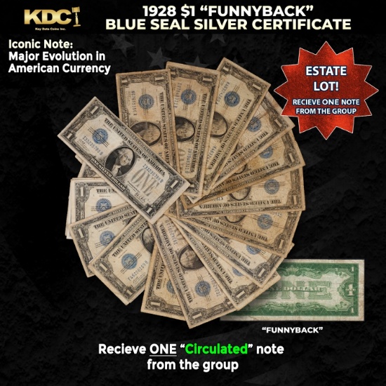 1x 1928 $1 Funnyback Blue Seal Silver Certificate Circulated
