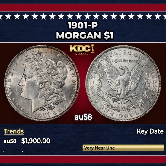 1901-p Morgan Dollar $1 au58 SEGS