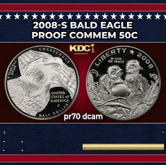 2008-s Bald Eagle Proof Modern Commem Half Dollar 50c pr70 dcam SEGS
