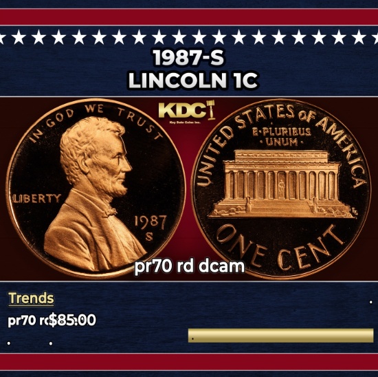 1987-s Proof Lincoln Cent 1c pr70 rd dcam SEGS
