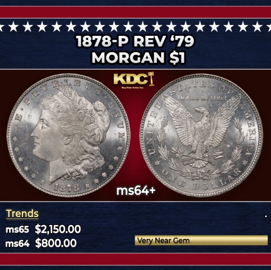 1878-p Rev '79 Morgan Dollar $1 ms64+ SEGS