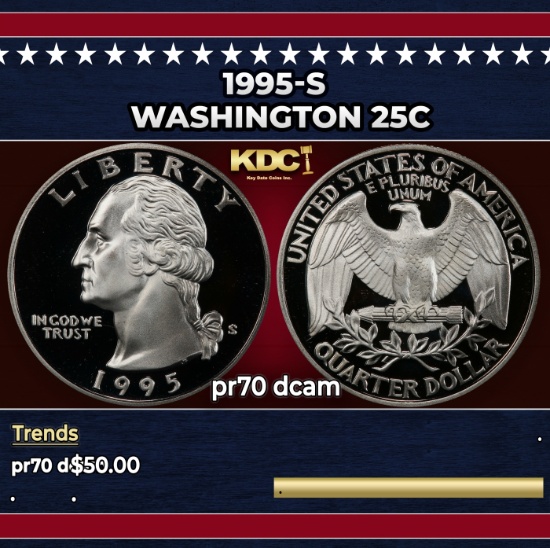 1995-s Proof Washington Quarter 25c pr70 dcam SEGS