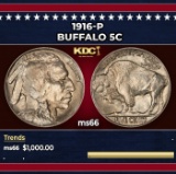 1916-p Buffalo Nickel 5c ms66 SEGS