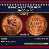 1924-d Lincoln Cent Near Top Pop! 1c ms65 rd SEGS