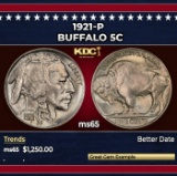 1921-p Buffalo Nickel 5c ms65 SEGS