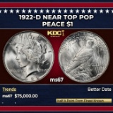 1922-d Peace Dollar Near Top Pop $1 ms67 SEGS
