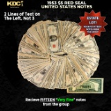 15x 1953 $5 Red Seal United States Note Grades VF