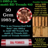 BU Shotgun Lincoln 1c roll, 1985-p 50 pcs Bank Wrapper 50c