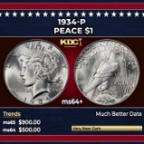 1934-p Peace Dollar $1 Grades ms64+