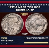 1937-s Buffalo Nickel Near Top Pop 5c ms67 SEGS