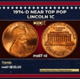 1974-d Lincoln Cent Near Top Pop 1c ms67 rd SEGS