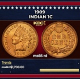 1909 Indian Cent 1c ms66 rd SEGS
