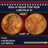 1934-p Lincoln Cent Near Top Pop 1c ms67+ rd SEGS