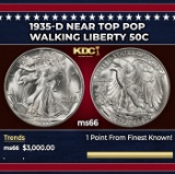 1935-d Walking Liberty Half Dollar Near Top Pop 50c ms66 SEGS