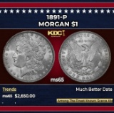 1891-p Morgan Dollar $1 ms65 SEGS