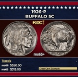 1926-p Buffalo Nickel 5c Grades ms65+