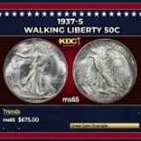1937-s Walking Liberty Half Dollar 50c Grades ms65