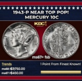 1943-p Mercury Dime Near Top Pop! 10c ms67+ fsb SEGS