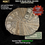 10x 1935 $1 Blue Seal Silver Certificates Grades XF