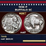 1936-p Buffalo Nickel 5c ms67 SEGS