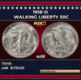 1918-d Walking Liberty Half Dollar 50c au58 SEGS