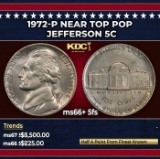 1972-p Jefferson Nickel Near Top Pop 5c ms66+ 5fs SEGS