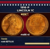1916-p Lincoln Cent 1c Grades ms66 rd