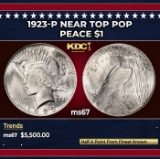 1923-p Peace Dollar Near Top Pop $1 ms67 SEGS