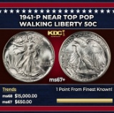 1941-p Walking Liberty Half Dollar Near Top Pop 50c ms67+ SEGS