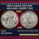 1935-s Walking Liberty Half Dollar Near Top Pop 50c ms66 SEGS