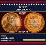 1918-p Lincoln Cent 1c ms66+ rd SEGS