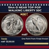 1944-d Walking Liberty Half Dollar Near Top Pop 50c ms67 SEGS