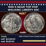 1935-s Walking Liberty Half Dollar Near Top Pop 50c ms66+ SEGS