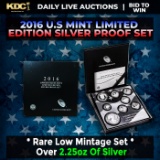 RARE 2016 United States Mint Limited Edition Silver Proof Set 8 coins, Over 2.25oz Of Silver low min