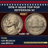 1978-p Jefferson Nickel Near Top Pop 5c ms66+ 5fs SEGS
