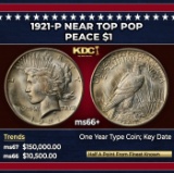 1921-p Peace Dollar Near Top Pop $1 ms66+ SEGS