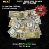 5x 1957 $1 Blue Seal Silver Certificates Grades VF