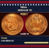 1904 Indian Cent . 1c Grades ms66 rb