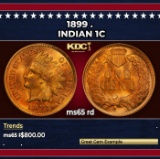 1899 Indian Cent . 1c Grades ms65 rd