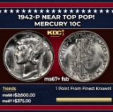 1942-p Mercury Dime Near Top Pop! 10c ms67+ fsb SEGS