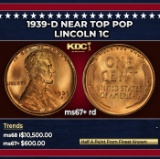 1939-d Lincoln Cent Near Top Pop 1c ms67+ rd SEGS