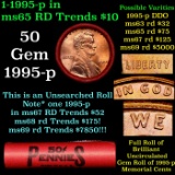 BU Shotgun Lincoln 1c roll, 1995-p 50 pcs Bank Wrapper 50c